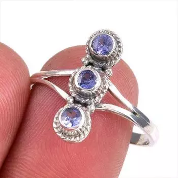 Natural Tanzanite Gemstone 925 Solid Sterling Silver Jewelry Ring Size 9.5 U3R85