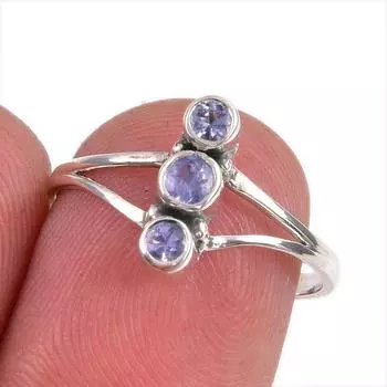Natural Tanzanite Gemstone 925 Solid Sterling Silver Jewelry Ring Size 7 c3c20