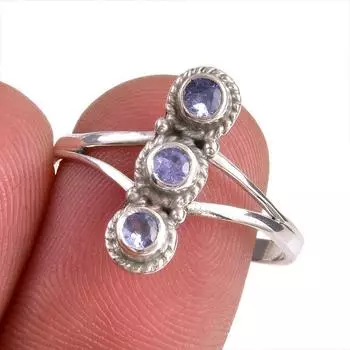 Natural Tanzanite Gemstone 925 Solid Sterling Silver Jewelry Ring Size 9 d1N02