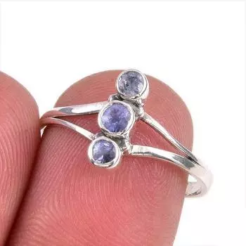 Natural Tanzanite Gemstone 925 Solid Sterling Silver Jewelry Ring Size 8 u2p29