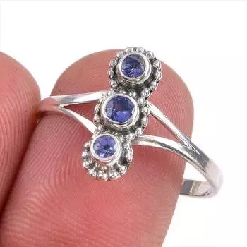 Natural Tanzanite Gemstone 925 Solid Sterling Silver Jewelry Ring Size 10 D2a31