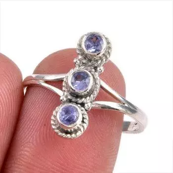 Natural Tanzanite Gemstone 925 Solid Sterling Silver Jewelry Ring Size 9 D5p38