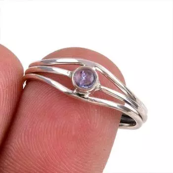 Natural Tanzanite Gemstone 925 Solid Sterling Silver Jewelry Ring Size 8 h4n01