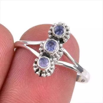 Natural Tanzanite Gemstone 925 Solid Sterling Silver Jewelry Ring Size 8.5 V7V66