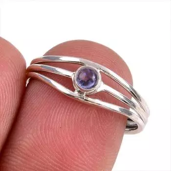 Natural Tanzanite Gemstone 925 Solid Sterling Silver Jewelry Ring Size 7.5 c5L87