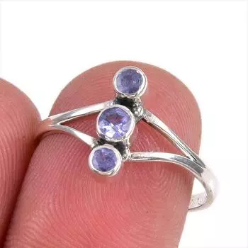 Natural Tanzanite Gemstone 925 Solid Sterling Silver Jewelry Ring Size 8 S3i07