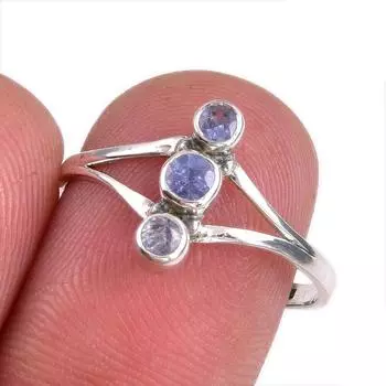 Natural Tanzanite Gemstone 925 Solid Sterling Silver Jewelry Ring Size 8 V7o64