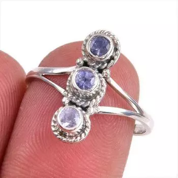 Natural Tanzanite Gemstone 925 Solid Sterling Silver Jewelry Ring Size 8 s2I09