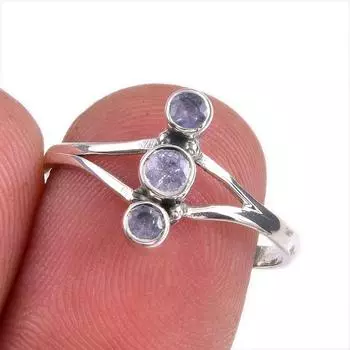 Natural Tanzanite Gemstone 925 Solid Sterling Silver Jewelry Ring Size 8 d7M22