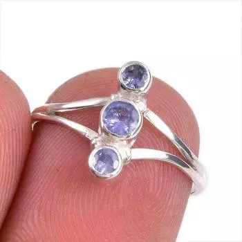 Natural Tanzanite Gemstone 925 Solid Sterling Silver Jewelry Ring Size 6 F3g06