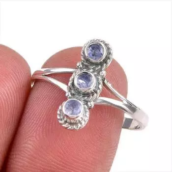 Natural Tanzanite Gemstone 925 Solid Sterling Silver Jewelry Ring Size 10 f3V33