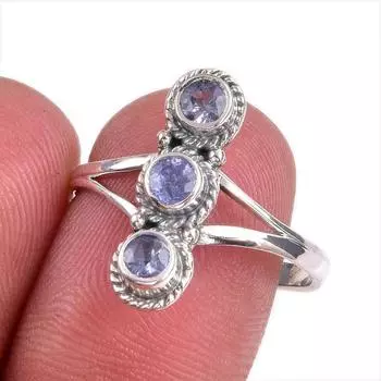 Natural Tanzanite Gemstone 925 Solid Sterling Silver Jewelry Ring Size 8.5 u3y10
