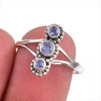 Natural Tanzanite Gemstone 925 Solid Sterling Silver Jewelry Ring Size 8 u3d34