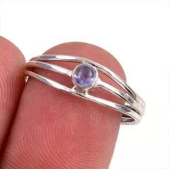 Natural Tanzanite Gemstone 925 Solid Sterling Silver Jewelry Ring Size 7.5 v5Y94