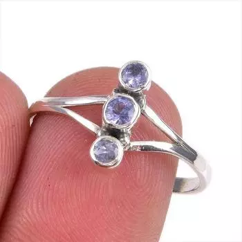 Natural Tanzanite Gemstone 925 Solid Sterling Silver Jewelry Ring Size 9 i3s35