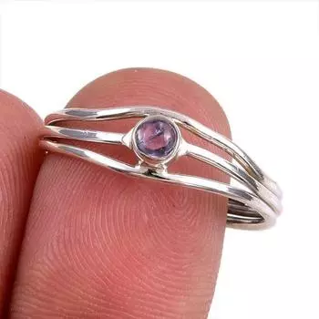 Natural Tanzanite Gemstone 925 Solid Sterling Silver Jewelry Ring Size 9 b0F25