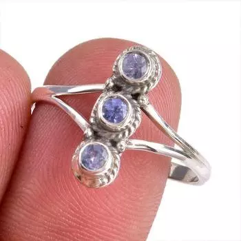 Natural Tanzanite Gemstone 925 Solid Sterling Silver Jewelry Ring Size 10 M9N54