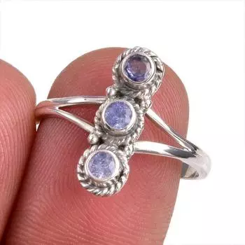 Natural Tanzanite Gemstone 925 Solid Sterling Silver Jewelry Ring Size 8 u1c12
