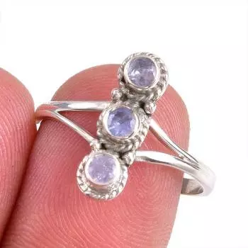 Natural Tanzanite Gemstone 925 Solid Sterling Silver Jewelry Ring Size 8.5 j5L52