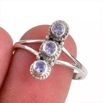 Natural Tanzanite Gemstone 925 Solid Sterling Silver Jewelry Ring Size 9 M3U11