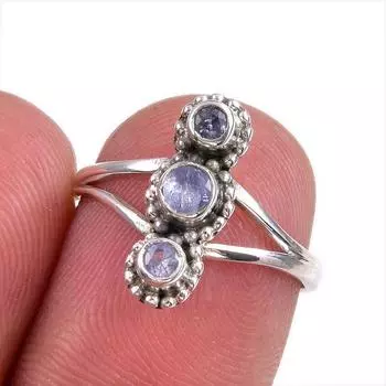 Natural Tanzanite Gemstone 925 Solid Sterling Silver Jewelry Ring Size 6 z1s95