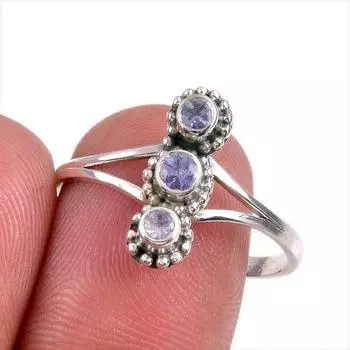 Natural Tanzanite Gemstone 925 Solid Sterling Silver Jewelry Ring Size 9.5 d8m63