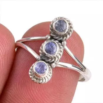 Natural Tanzanite Gemstone 925 Solid Sterling Silver Jewelry Ring Size 8 c4v12