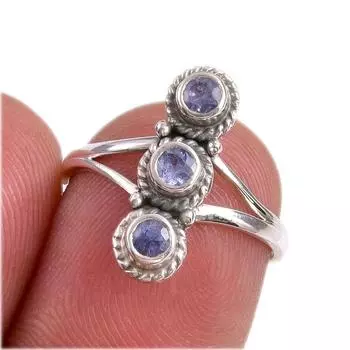 Natural Tanzanite Gemstone 925 Solid Sterling Silver Jewelry Ring Size 6 h7T23
