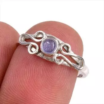 Natural Tanzanite Gemstone 925 Solid Sterling Silver Jewelry Ring Size 7 w8Q89