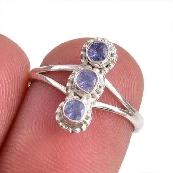 Natural Tanzanite Gemstone 925 Solid Sterling Silver Jewelry Ring Size 6 F7u25