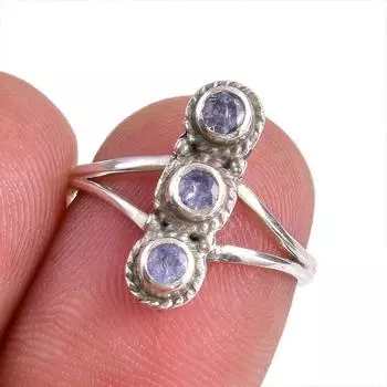 Natural Tanzanite Gemstone 925 Solid Sterling Silver Jewelry Ring Size 6 L4D29
