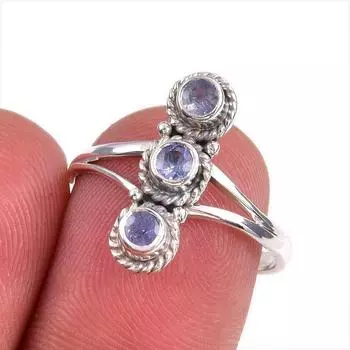 Natural Tanzanite Gemstone 925 Solid Sterling Silver Jewelry Ring Size 7.5 m9u80