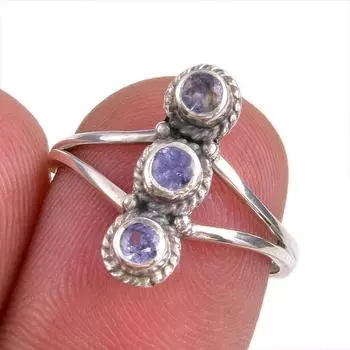 Natural Tanzanite Gemstone 925 Solid Sterling Silver Jewelry Ring Size 7 h3c87