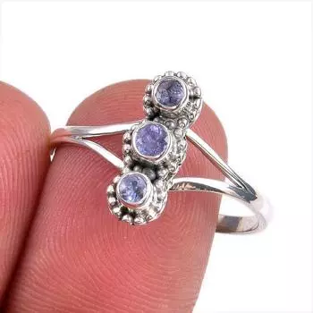 Natural Tanzanite Gemstone 925 Solid Sterling Silver Jewelry Ring Size 10 K0W80