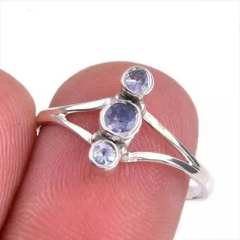 Natural Tanzanite Gemstone 925 Solid Sterling Silver Jewelry Ring Size 7.5 s3v68