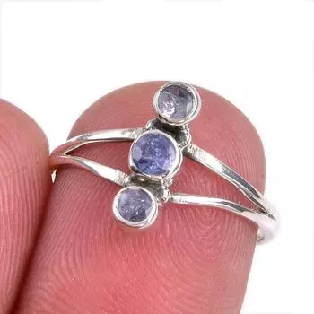 Natural Tanzanite Gemstone 925 Solid Sterling Silver Jewelry Ring Size 6 e8u00