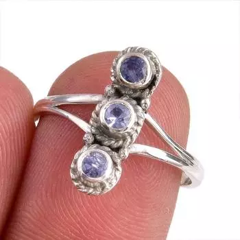 Natural Tanzanite Gemstone 925 Solid Sterling Silver Jewelry Ring Size 7.5 O7O25