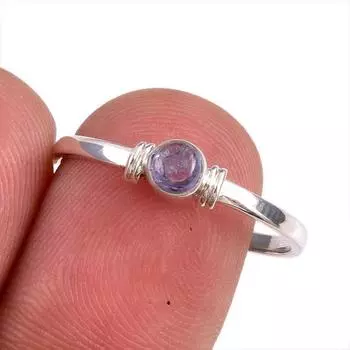Natural Tanzanite Gemstone 925 Solid Sterling Silver Jewelry Ring Size 9 q0K72