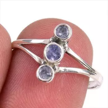 Natural Tanzanite Gemstone 925 Solid Sterling Silver Jewelry Ring Size 9 R5C18