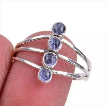 Natural Tanzanite Gemstone 925 Solid Sterling Silver Jewelry Ring Size 9 v5G20