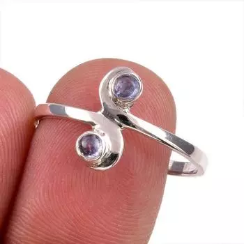 Natural Tanzanite Gemstone 925 Solid Sterling Silver Jewelry Ring Size 10 Q7i97