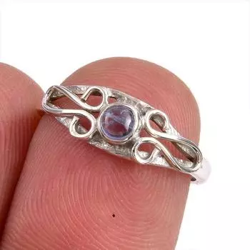 Natural Tanzanite Gemstone 925 Solid Sterling Silver Jewelry Ring Size 5.5 b4Z64