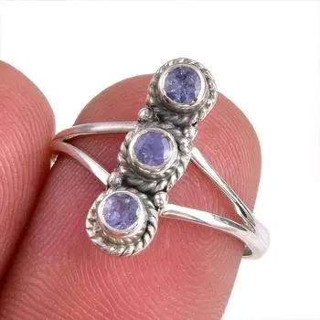 Natural Tanzanite Gemstone 925 Solid Sterling Silver Jewelry Ring Size 6.5 v7A47