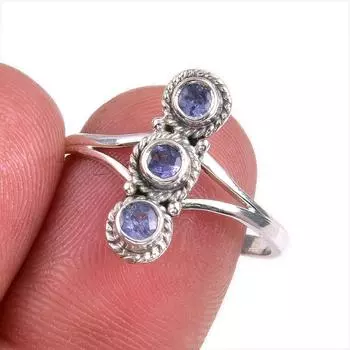 Natural Tanzanite Gemstone 925 Solid Sterling Silver Jewelry Ring Size 9 Q9h27