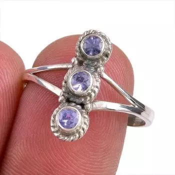 Natural Tanzanite Gemstone 925 Solid Sterling Silver Jewelry Ring Size 9 P4d85