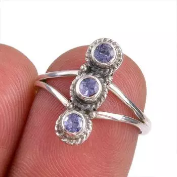 Natural Tanzanite Gemstone 925 Solid Sterling Silver Jewelry Ring Size 5.5 o8A17