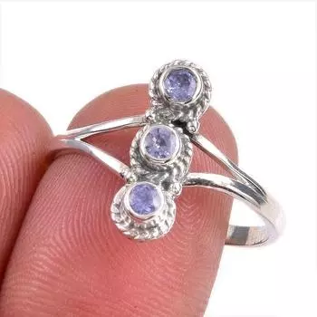 Natural Tanzanite Gemstone 925 Solid Sterling Silver Jewelry Ring Size 10 k7T15
