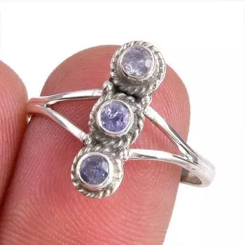 Natural Tanzanite Gemstone 925 Solid Sterling Silver Jewelry Ring Size 9 N3P80