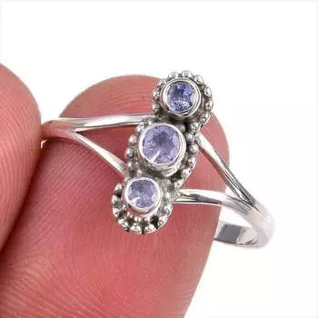 Natural Tanzanite Gemstone 925 Solid Sterling Silver Jewelry Ring Size 10 R8z34