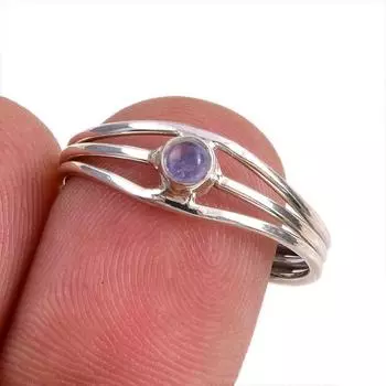 Natural Tanzanite Gemstone 925 Solid Sterling Silver Jewelry Ring Size 8 B8h42